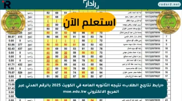 «رابط نتائج الطلاب» نتيجة الثانوية العامة في الكويت 2025 بالرقم المدني عبر المربع الإلكتروني moe.edu.kw
